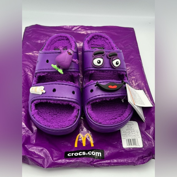 NEW! Men's Crocs x McDonald’s Classic Cozzy Sandal “Grimace” US 9M Or 11W Unisex - Picture 1 of 6